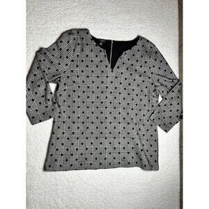 Talbots pretty Plaid Polka Dot Black L Petite Career Preppy Minimalist Work